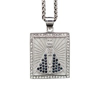 Kalung Liontin Perawan Maria Kristen Anti Karat Lapis Emas CZ Tahan Air untuk Wanita, Liontin Baja Tahan Karat 316l untuk Pria