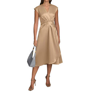 Abito in Raso Monocolore Senza Maniche Stile Socialite Elegante per Serate ed Eventi Nuziali, Nuova Collezione Estate 2026 - Product Image 5