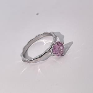 แหวนทองแดงประดับเพทายสีชมพูลายไม้ไผ่สุดน่ารักจากเทียนหยู่ เจมส์ เครื่องประดับแฟชั่นสไตล์หวานสดใสสำหรับผู้หญิง - Product Image 2