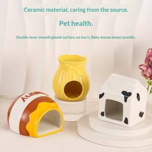 Lit-cachette personnalisable OEM pour petits animaux, en céramique rafraîchissante pour l'été, en forme de dessin animé, durable, pour hamster syrien et cochon d'Inde - Product Image 3
