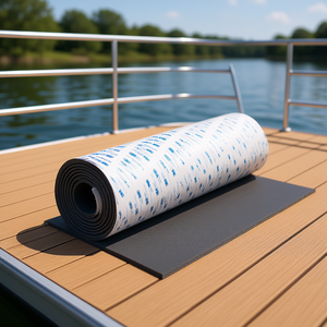 Suelo de espuma EVA para barcos, 94.5 x 17.7 pulgadas, gris oscuro/negro, antideslizante, autoadhesivo, para cubiertas de embarcaciones y pontones. - Product Image 2