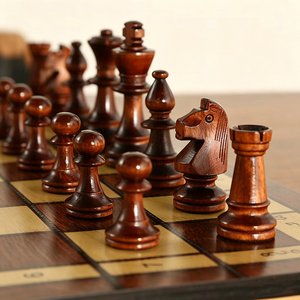Jeu d'échecs de luxe en bois de haute qualité pour le dropshipping et la vente en gros, pièces d'échecs en métal 24*24cm pour jeux de société - Product Image 6