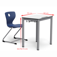 Table d'étude scolaire en bois, bureau individuel robuste avec chaise, ensemble complet