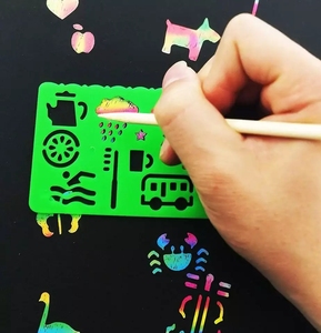 Cầu Vồng Nghệ Thuật Cào Với Khuôn Tô Vẽ, Dụng Cụ Mài Bút Chì Cho Trẻ Vui Chơi Và Sáng Tạo - Product Image 6