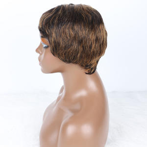 Perruque courte de couleur Ombre sans dentelle faite Machine à un prix bas, <span class=keywords><strong>cheveux</strong></span> de Temple indiens crus 100% <span class=keywords><strong>cheveux</strong></span> humains pour femmes noires - Product Image 3