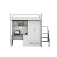 Lit superposé moderne en fer forgé avec armoire intégrée, structure en acier et bois, pliable, pour dortoir universitaire, chambre et appartement