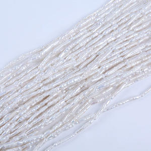 Collier de perles d'eau douce naturelles de Zhuji, perles baroques irrégulières, perles longues à trou droit, cure-dent, produit semi-fini, perles en vrac - Product Image 4