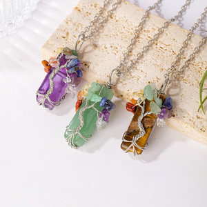 Collier Pendentif <span class=keywords><strong>Arbre</strong></span> de Vie en Cristal Naturel Fait Main pour Femme, Bijou Guérison Reiki, Cadeau pour Filles, Vente en Gros - Product Image 4