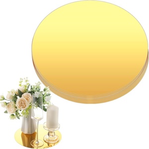 สติ๊กเกอร์ติดผนังรูปกระจกทรงกลมสีทองและสีเงิน L-143 สำหรับงานแต่งงาน ถาดวางเทียนสำหรับงานปาร์ตี้  กระจกกันไฟฟ้าสถิต - Product Image 1