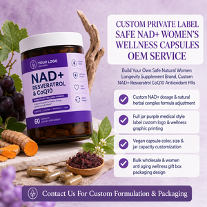 Suministro Directo de Fábrica, Cápsulas de Bienestar Femenino con Certificación HALAL, Complejo Natural 4 en 1: NAD, Resveratrol, CoQ10, Quercetina y Curcumina - Product Image 4