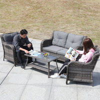 Ensemble de meubles démontables pour extérieur, patio, jardin, 4 pièces, canapé en rotin et table basse
