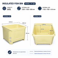 Bac à poisson rotomoulé commercial de 660 L, conteneur isolé en LLDPE pour le transport en vrac de fruits de mer