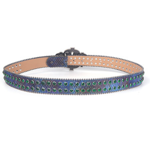<span class=keywords><strong>Cintura</strong></span> JULUN con strass, stampa serpente iridescente, teschio con strass, fibbia grande con simbolo del dollaro, <span class=keywords><strong>cintura</strong></span> larga Hip Hop - Product Image 3