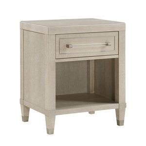 Mesita de noche con acabado en roble claro, con cajón y estante, muebles de almacenamiento modernos y elegantes para dormitorio - Product Image 3