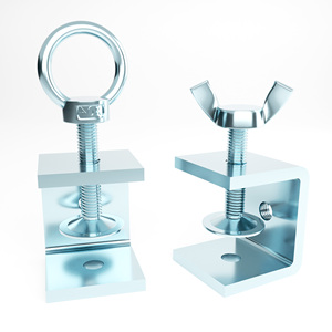 Abrazadera de Acero Galvanizado Yuanjing Tipo C para Fijación de Tuberías con Tuerca Hexagonal, Tornillo de Ala y Anillo de Elevación - Product Image 1