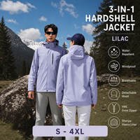 Veste 3 en 1 pour homme avec logo personnalisé, imperméable, coupe-vent, manteau d'hiver, doublure en sherpa amovible, capuche, veste de randonnée en plein air, veste hardshell pour homme