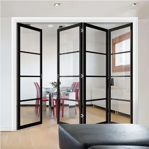 Weijia nuevas puertas correderas de vidrio plegable esmerilado interior de aluminio