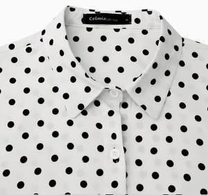Blouses longues manches lanternes pour femmes, chemises à pois, col à revers, élégantes, grandes tailles, automne, 2022 - Product Image 6