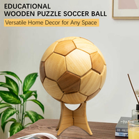 Ensemble d'artisanat en bois de hêtre au design Art Déco, puzzle 3D en bois fait main, football multifonctionnel pour cadeau, bureau, table