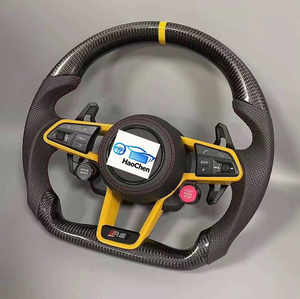 Volant de direction de type D modifié haut de gamme, mélange carbone sec et grain de bois, multifonction, chauffant, remplacement pour Audi <span class=keywords><strong>RS</strong></span> <span class=keywords><strong>Line</strong></span> - Product Image 2