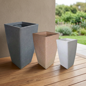 Pot de fleurs moderne en plastique sablé de haute qualité, durable, écologique, grand, haut et carré, pour jardin et centre commercial - Product Image 3