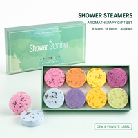Bombes de douche aromathérapeutiques à marque privée, lot de 8, aux huiles essentielles naturelles, parfum personnalisé, coffret cadeau