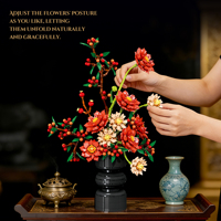Set Blok Bangunan Bunga Abadi DIY Dahlia Rose Bouquet Model Tanaman Bata Seni Bunga Mainan Pajangan untuk Hadiah Dekorasi Rumah