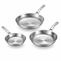 Ensemble de casseroles en acier inoxydable martelé 8-10-12 pouces, ensemble de poêles à frire tri-couches entièrement plaquées, collection de cuisine haut de gamme pour induction
