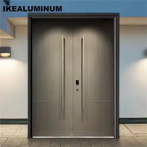 Ikealuminum oem 2024 double front doors for houses modern security doors homes entrance steel front doors for home