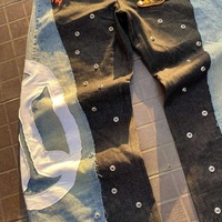 Jean baggy personnalisé pour homme, style Y2K gothique, avec broderie et patchwork clouté, respirant, coupe large, denim, style urbain, Hip ODM