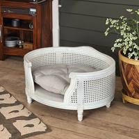 Lit pour chien et chat de petite taille, style célébrité internet, en rotin/osier écologique, canapé-lit, design solide, rétro, classique, avec coussin surélevé, type grotte en carton