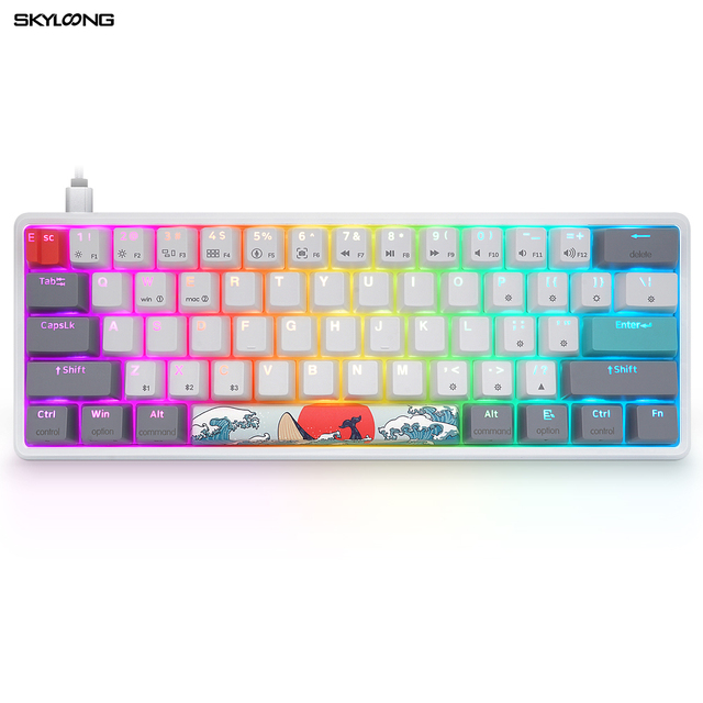 Skyloong 61 Keys Optical Wired Mechanical Keyboard Hot Swapping RGB Backlist for DIY Programing All Keys Function Via Driver