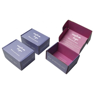 Custom logo small paper packaging boxes boite cadeau karton emballage corrugated purple packing boxes for small business