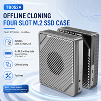 Station d'accueil SSD NVMe PCIe Gen3x4 à 4 baies avec clonage hors ligne, USB 3.2 Gen2x2 20 Gbit/s, ventilateur intégré, en aluminium, pour SSD 2230-2280, jusqu'à 8 To, alimentation 12/8A