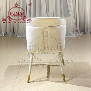 เฟอร์นิเจอร์ห้องจัดเลี้ยง เก้าอี้รับประทานอาหารหุ้มกำมะหยี่สีขาวทันสมัย - Product Image 6