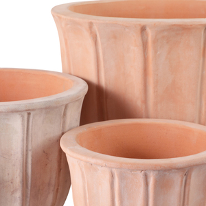 Set di 3 vasi in terracotta scanalati di diverse dimensioni per piante da interno ed esterno con bordo sagomato - Product Image 6