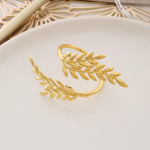Kreative Luxus Servietten ring Golden Wheat Simulation Pearl Leaf Servietten halter Metall beschichtung Gerste Weizen Serviette Schnalle Hochzeiten - Product Image 3