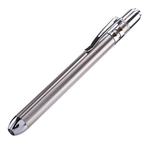 Lampe d'examen pupillaire LED, torche médicale ORL, alimentée par piles, en acier inoxydable, stylo-lampe portable blanc et jaune - Product Image 1
