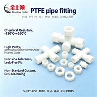 Raccords de tuyauterie en PTFE résistant aux produits chimiques agressifs sur toute la gamme de pH et aux températures de fonctionnement allant jusqu'à -200 °C ℃   à 260 ℃