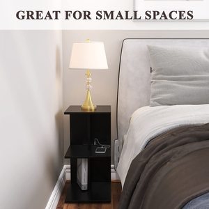 Tavolino nero stretto laterale piccoli spazi USB stazioni di ricarica rotolamento comodino comodino camera <span class=keywords><strong>da</strong></span> letto <span class=keywords><strong>salotto</strong></span> tavolino - Product Image 4