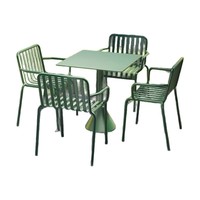 Ensemble table et chaises d'extérieur compact en fer forgé, table carrée pour jardin/balcon/cour, ensemble trois pièces pour salon de thé/cafétéria