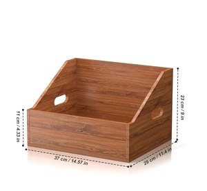 プレミアム無垢材折りたたみ式モダンで環境に優しいリビングルーム用レコード収納ラック（アルバムオーガナイザーとクレート付き） - Product Image 4