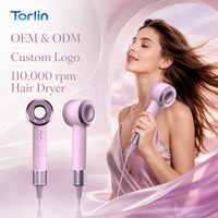 Sèche-cheveux Torlin professionnel, puissance nominale 1440W, 3 niveaux de température, 100-240V, rose, vitesse du moteur 110 000 tr/min