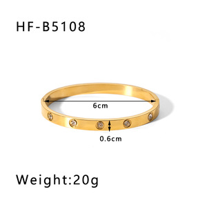 Bracelet de luxe en acier inoxydable plaqué or 18 carats, serti de zircons et pierres précieuses colorées, idéal pour les soirées et comme cadeau. - Product Image 6