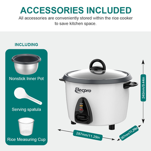Nồi cơm điện mini 5L 10 cốc dung tích, lòng nồi phủ chống dính màu trắng 700W, kèm xửng hấp nhựa, phích cắm EU - Product Image 6