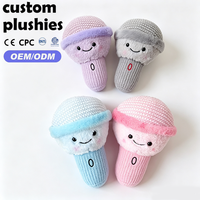 Microphone en peluche mignon en gros, jouet en peluche tricoté doux avec visage souriant pour enfants