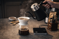 Bouilloire électrique à col de cygne en acier inoxydable 1,0 L avec contrôle numérique et bec verseur précis pour café filtre