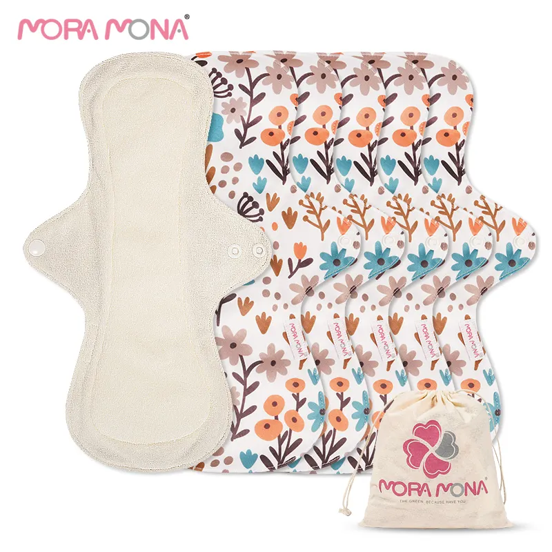Mora Mona 30cm Bamboo Terry reusable Overnight sanitary pad napkin Heavy Flow waterproof Menstrual Pads for women