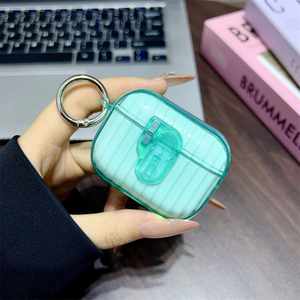 Étui pour écouteurs Apple Airpods Pro 3 avec motif de valise à rayures ondulées et boucle de verrouillage - Product Image 2