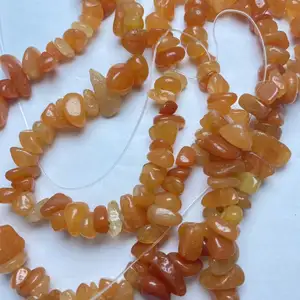 Wholesale high quality Natural crystal gemstone polished orange Aventurine 5-8mm chips beads bracelet for diy